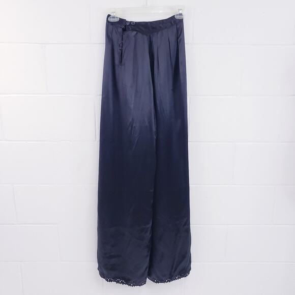 Mid-Century Silk Wide Leg Trouser Pants - Picture 2 of 7